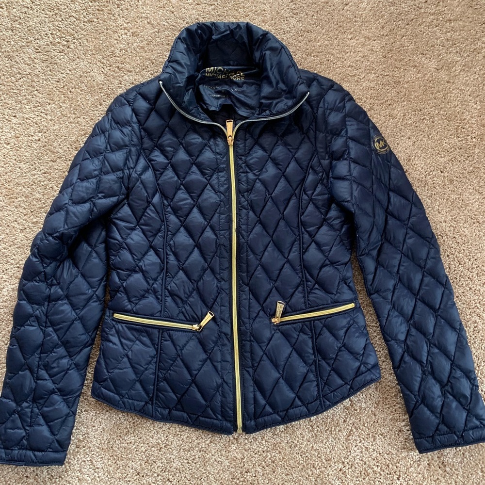 Michael Kors Packable Navy Puffer Coat Jacket S